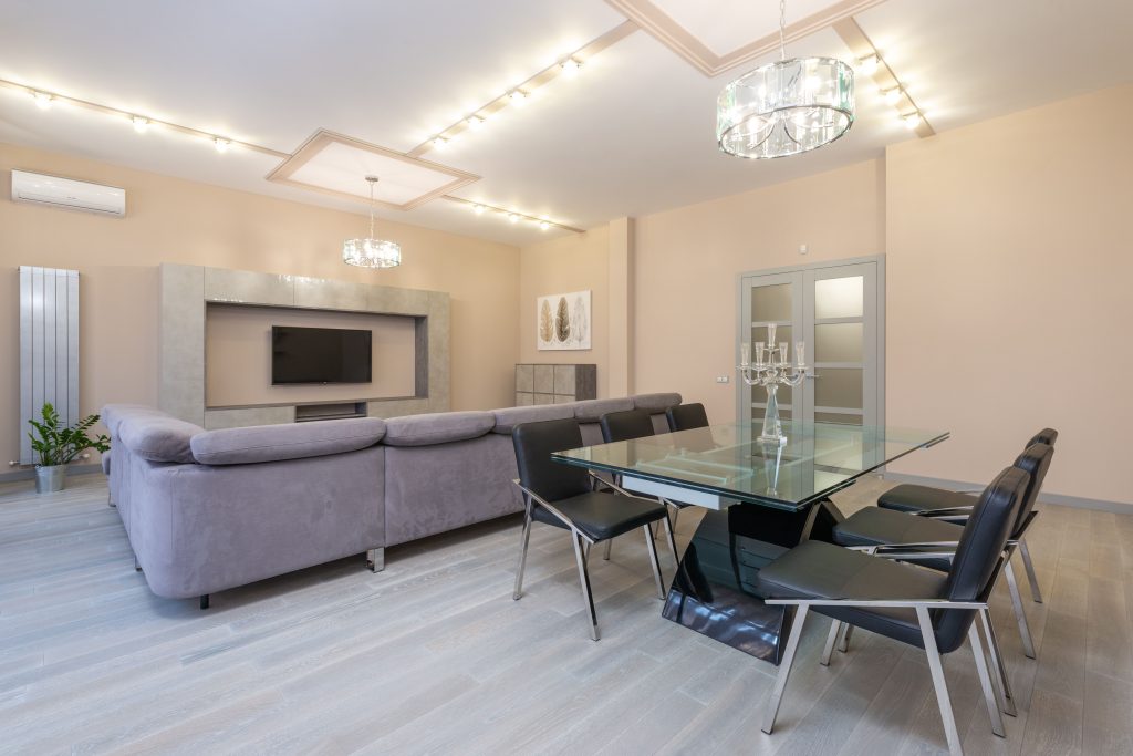 smart lighting setup in a modern living room