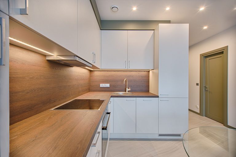 Smart home for small apartment - cozy studio with smart lighting and connected devices