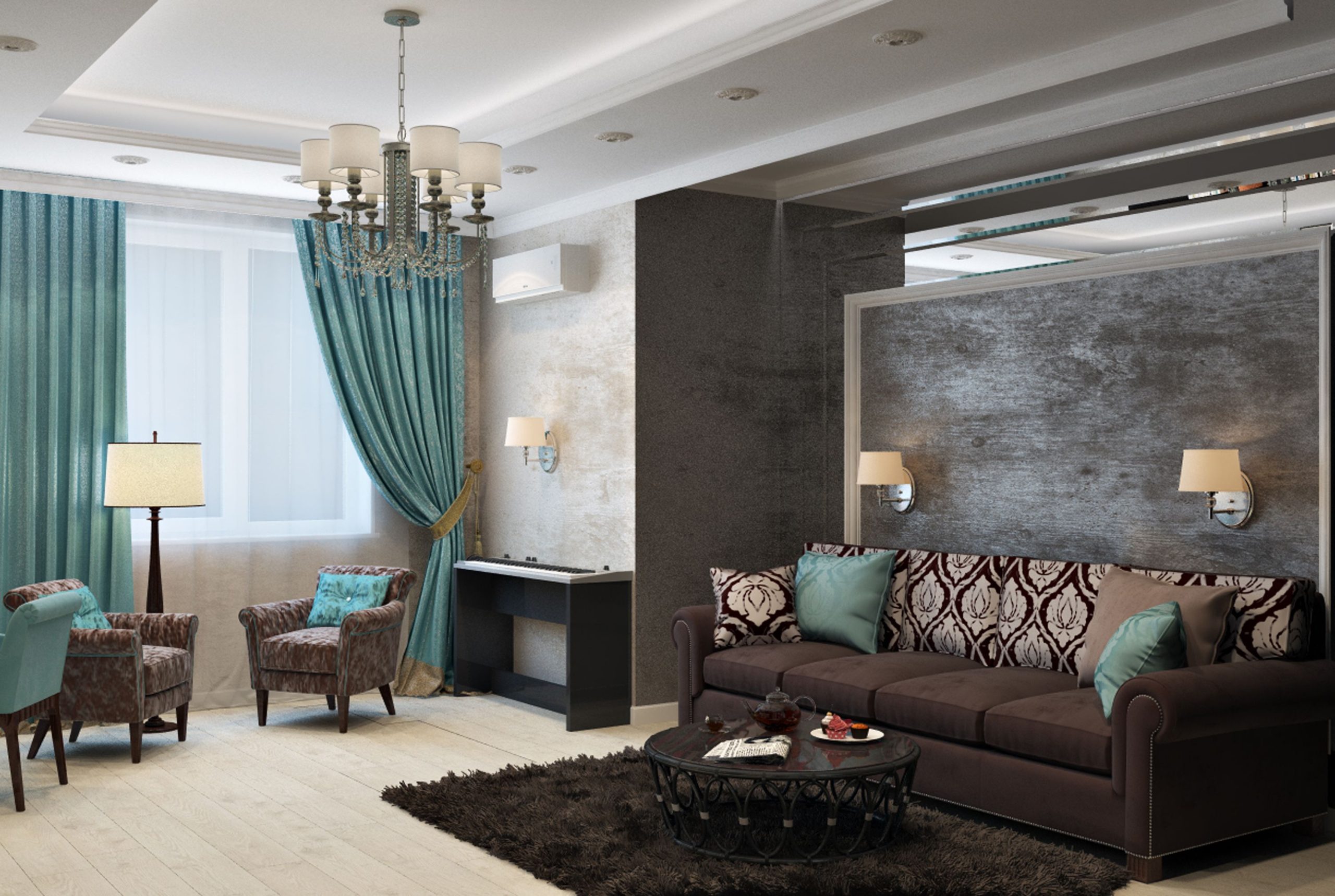 Smart lighting in a living room creating warm evening atmosphere